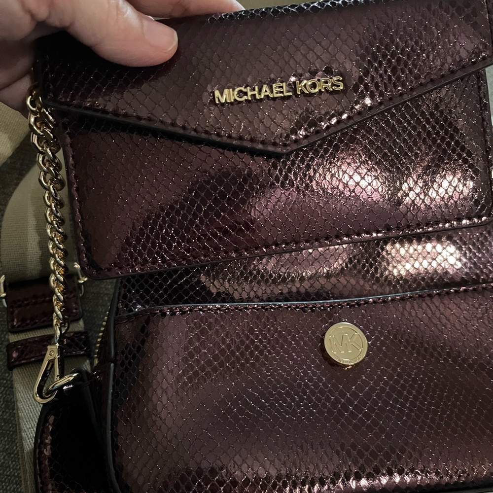 Michael Kors Shimmering Burgundy Crossbody Bag - Picture 8 of 12
